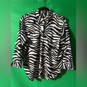 Zebra Print Button-Up Shirt